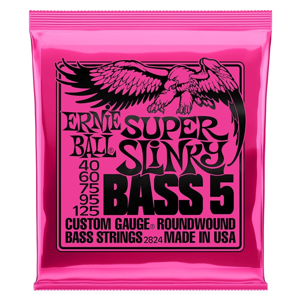 Ernie Ball Super Slinky 5 String Nickel Wound Electric Bass Strings, 40-125