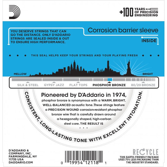D'Addario EJ38 12-String Phosphor Bronze Acoustic Guitar Strings, Light, 10-47