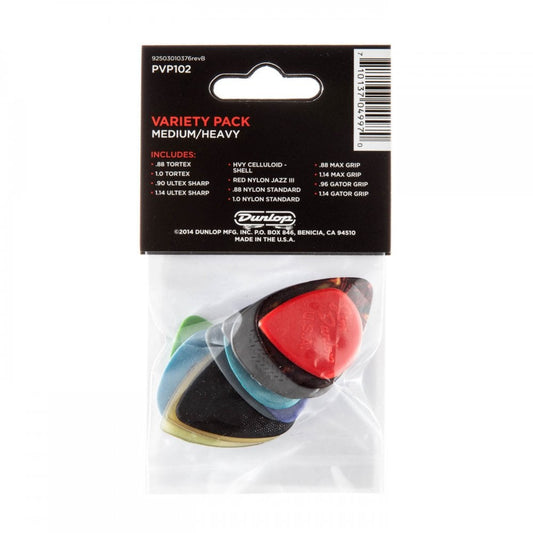 Dunlop PVP102 Medium/Heavy Guitar Pick Variety 12 Pack