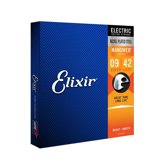 Elixir 12002 Nickel Plated Steel with Nanoweb Coating Electric Guitar Strings, 9-42