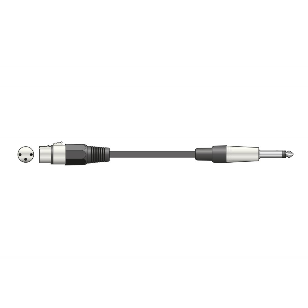 QTX Essential Microphone Leads XLR Female, 6.3mm Mono Jack Plug