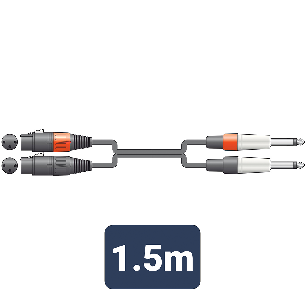 Citronic Classic Audio Leads 2 x XLR Female - 2 x 6.3mm Mono Jack Plugs