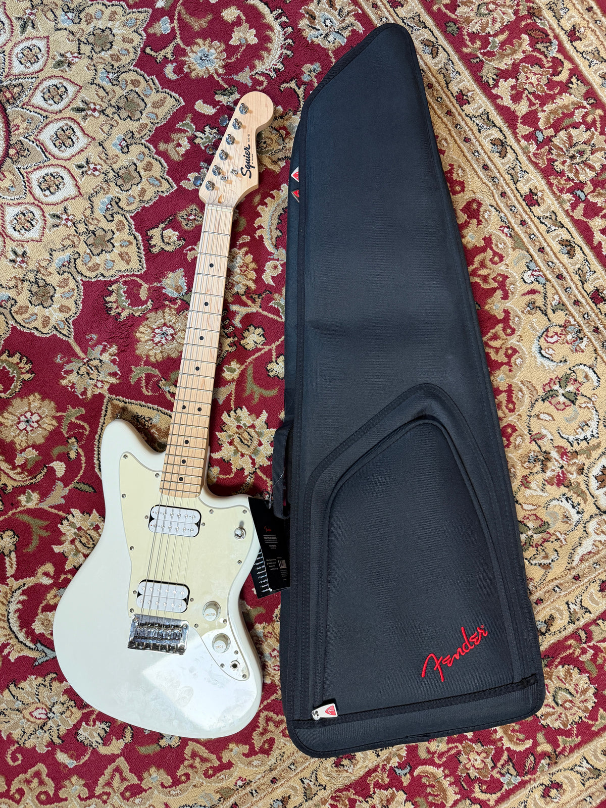 Squier Mini Jazzmaster HH Olympic White Short Scale Electric Guitar (Pre-Owned)