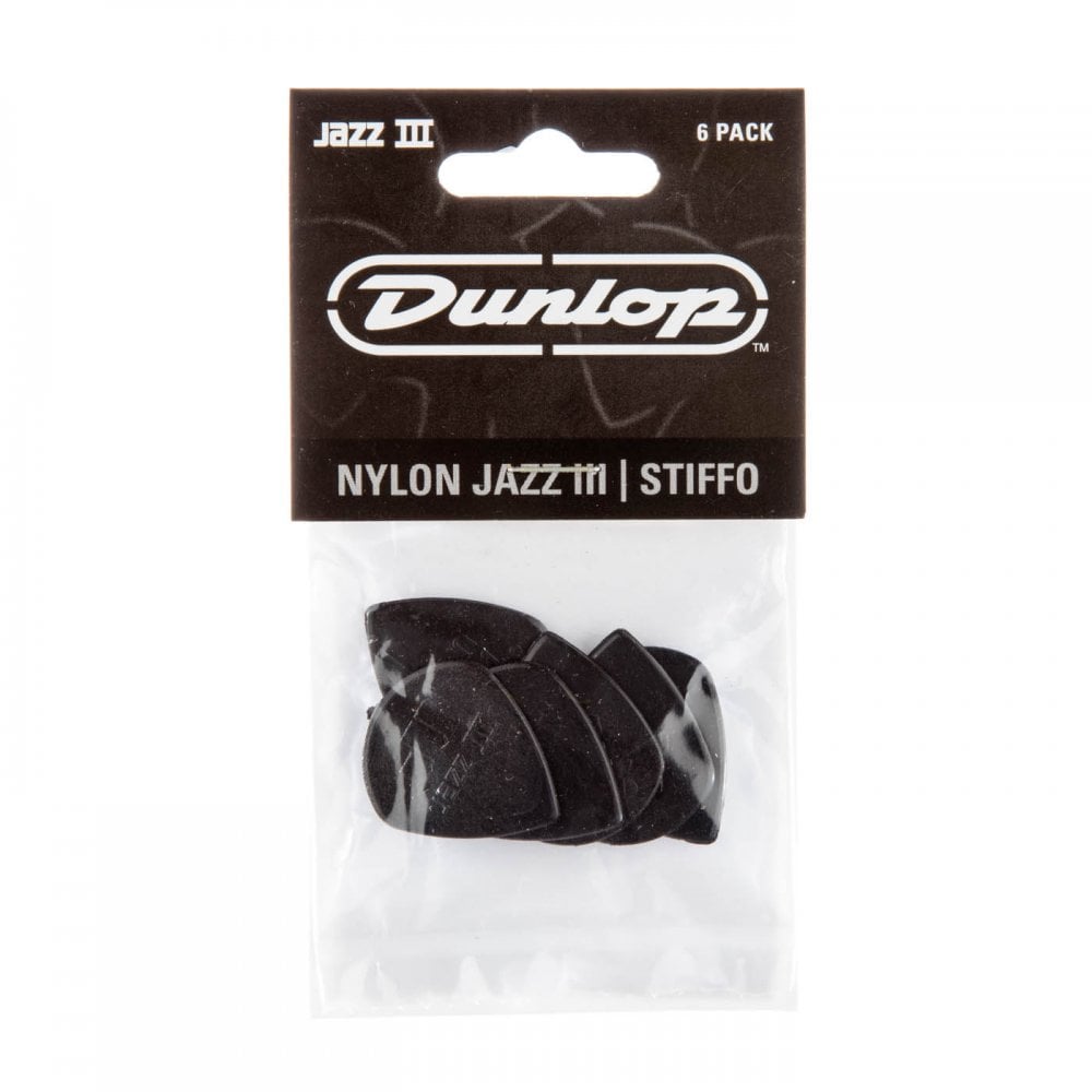 Dunlop Nylon Jazz III Guitar Pick 6 Pack, Black