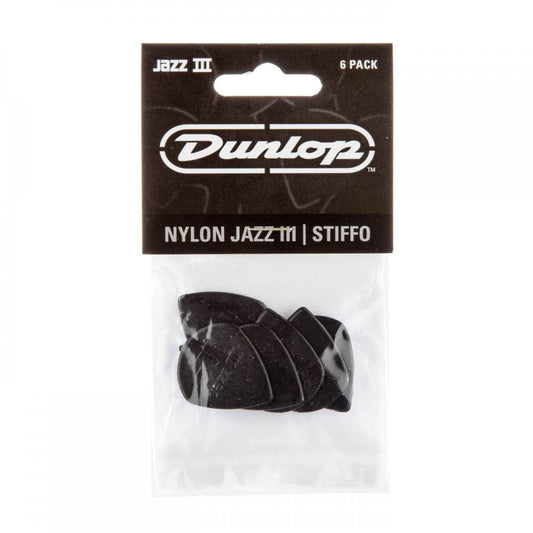 Dunlop Nylon Jazz III Guitar Pick 6 Pack, Black