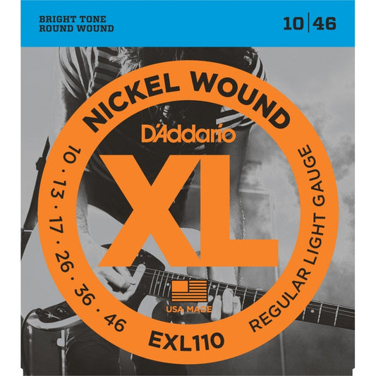 D'Addario EXL110 Nickel Wound Electric Guitar Strings, Regular Light, 10-46