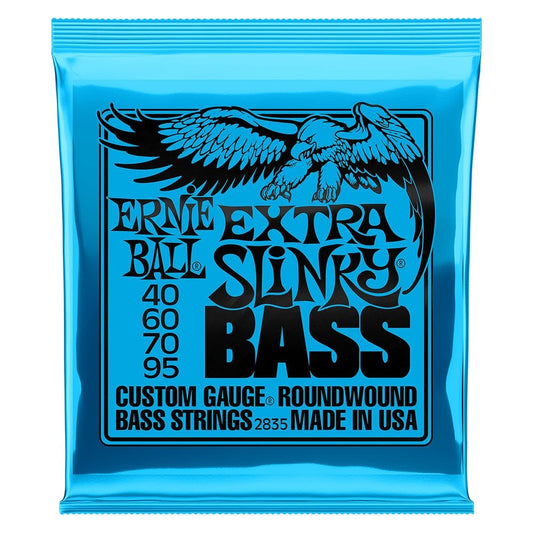 Ernie Ball Extra Slinky Nickel Wound Electric Bass Guitar Strings, 40-95
