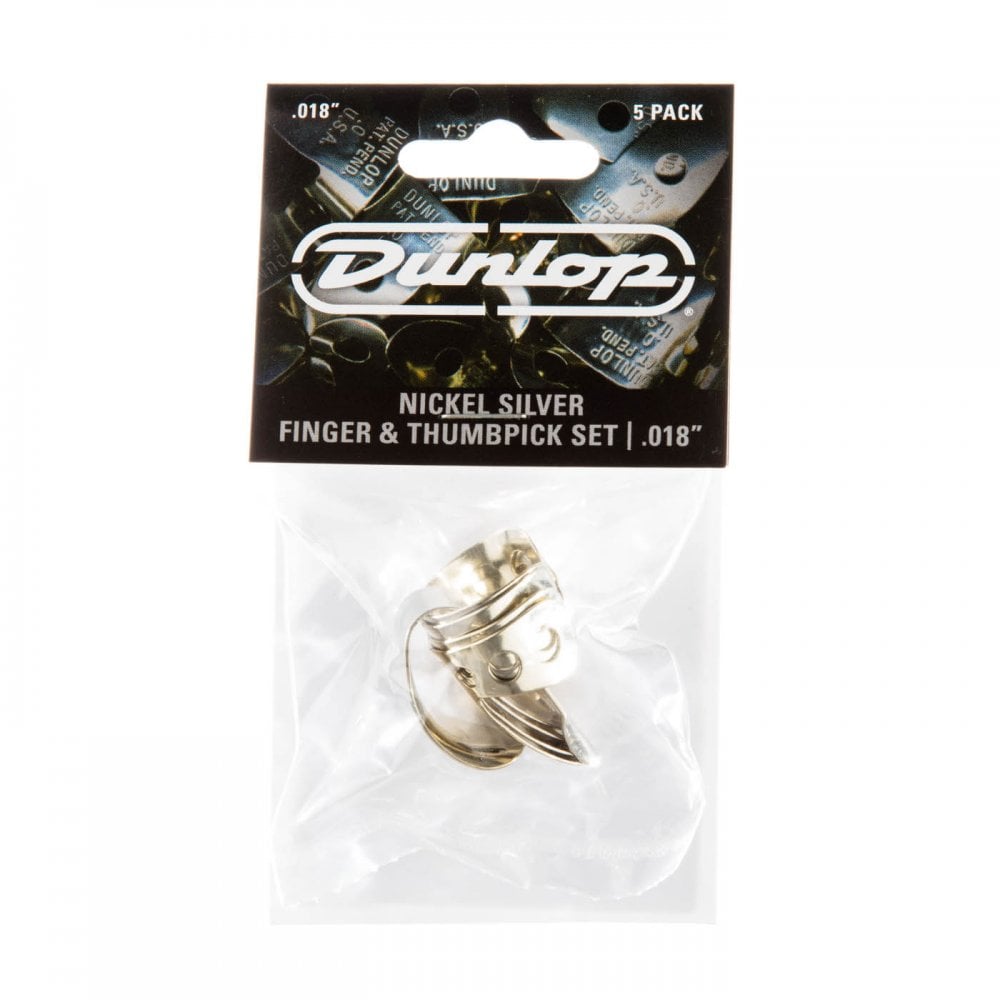Dunlop Nickel Finger and Thumb Picks 0.18mm Gauge, 5 Pack