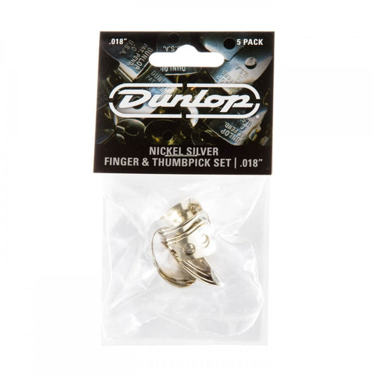 Dunlop Nickel Finger and Thumb Picks 0.18mm Gauge, 5 Pack