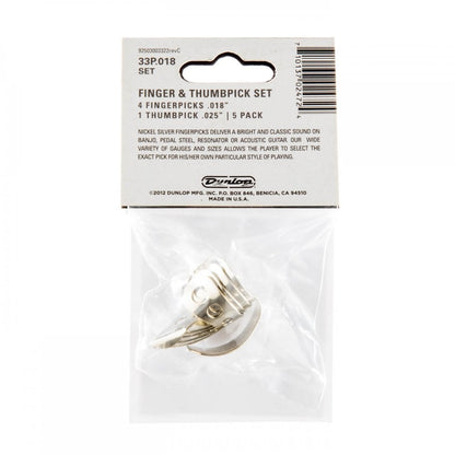 Dunlop Nickel Finger and Thumb Picks 0.18mm Gauge, 5 Pack