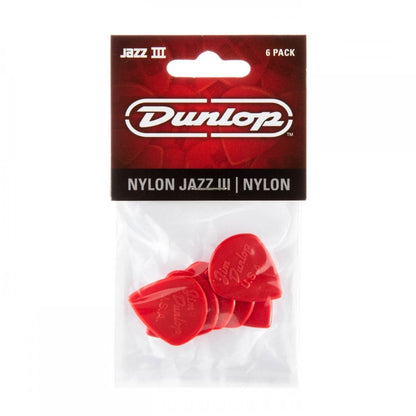 Dunlop Nylon Jazz III Guitar Pick 6 Pack, Red