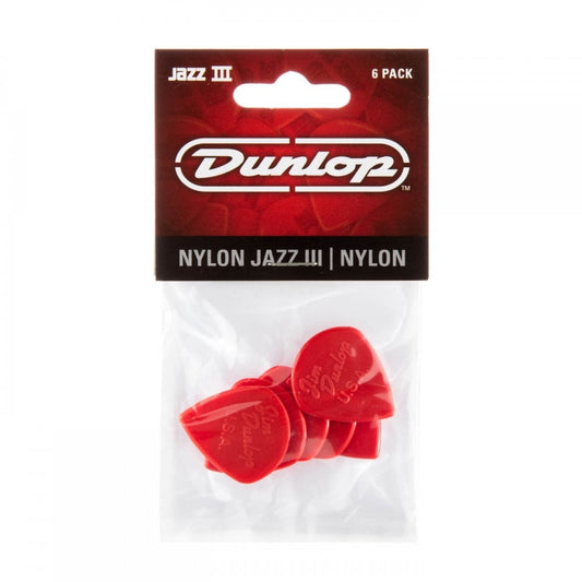 Dunlop Nylon Jazz III Guitar Pick 6 Pack, Red