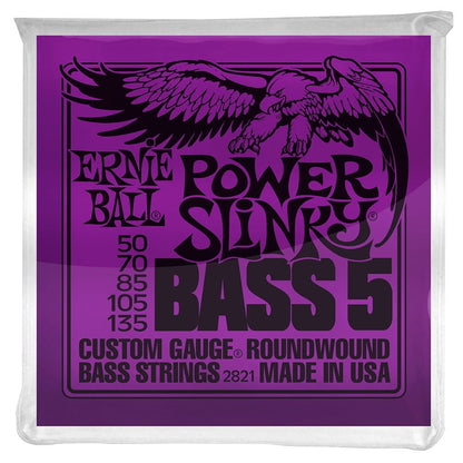 Ernie Ball Power Slinky 5 String Nickel Wound Electric Bass Strings, 50-135
