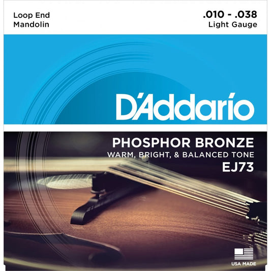 D'Addario EJ73 Mandolin Strings, Phosphor Bronze, Light, 10-38