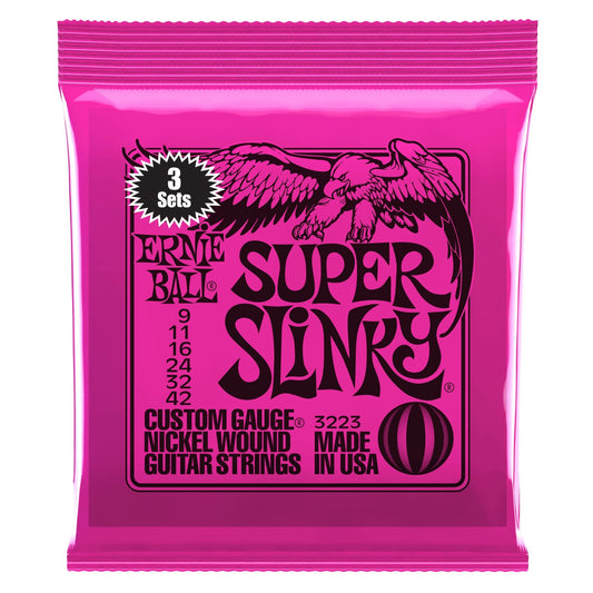 Ernie Ball Super Slinky Electric Guitar Strings, 9-42, 3 Pack