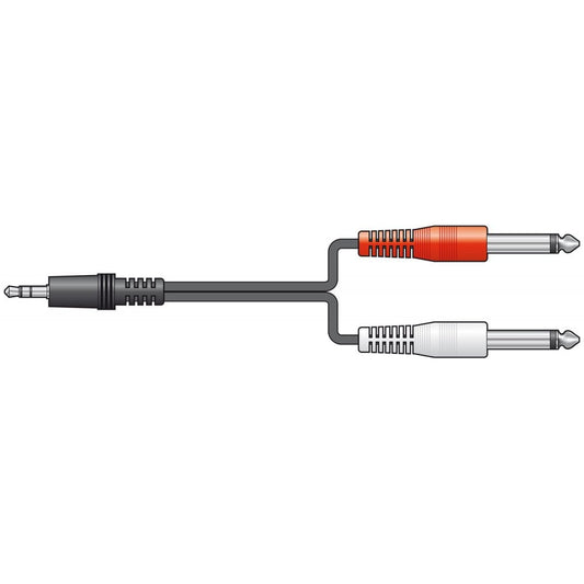 AV Link 3.5mm Stereo Plug to 2 x 6.3mm Mono Plugs Lead