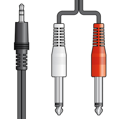 AV Link 3.5mm Stereo Plug to 2 x 6.3mm Mono Plugs Lead