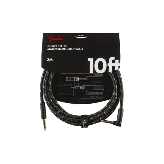 Fender Deluxe Series Instrument Cable, Straight/Angle, 10', Black Tweed