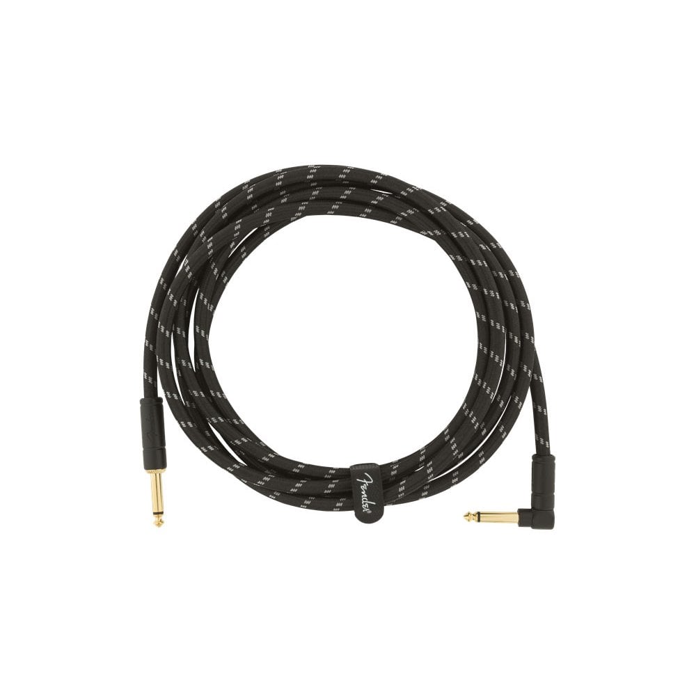 Fender Deluxe Series Instrument Cable, Straight/Angle, 10', Black Tweed