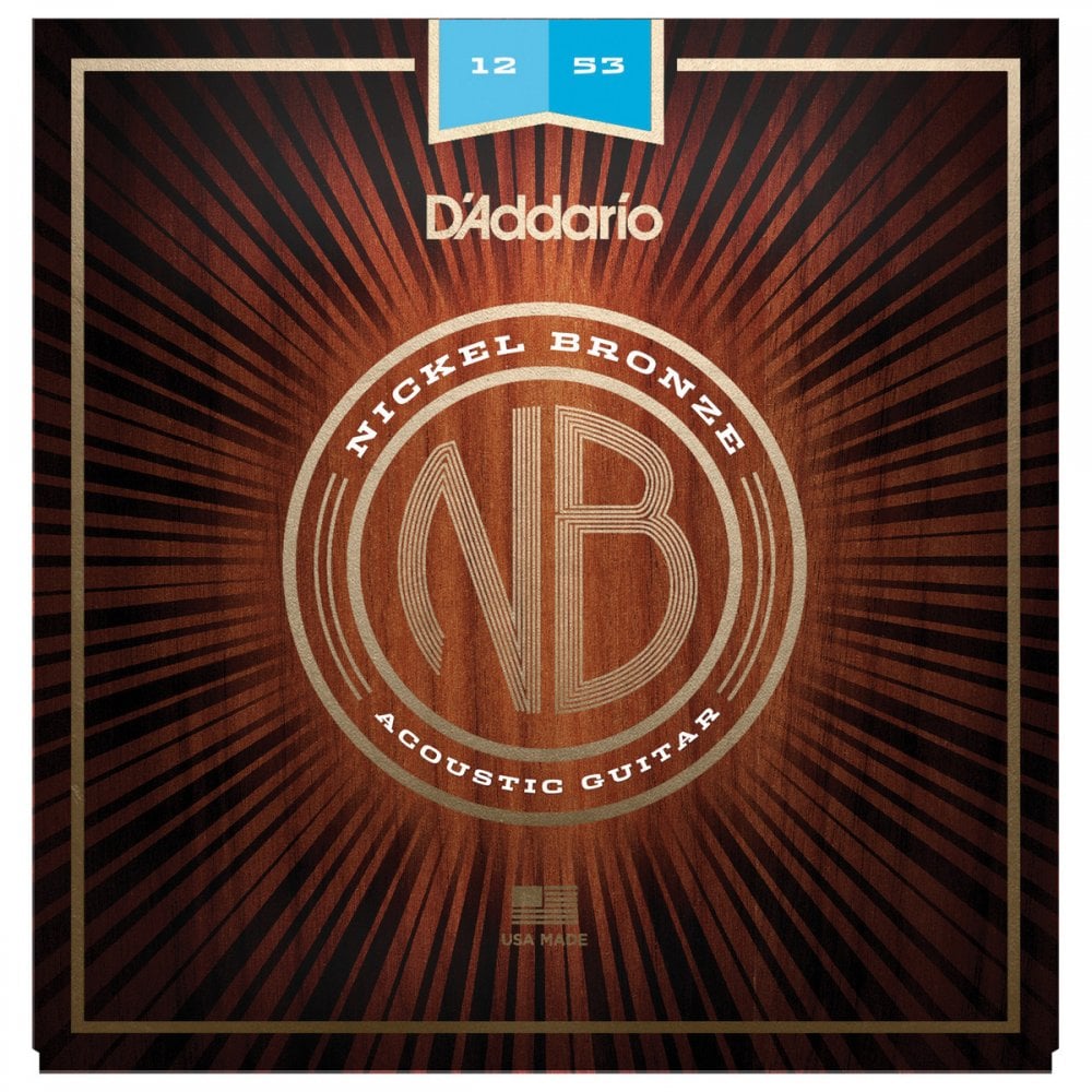 D'addario NB1253 Nickel Bronze Acoustic Guitar Strings, Light, 12-53