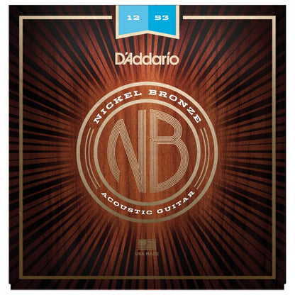 D'addario NB1253 Nickel Bronze Acoustic Guitar Strings, Light, 12-53