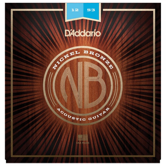 D'addario NB1253 Nickel Bronze Acoustic Guitar Strings, Light, 12-53