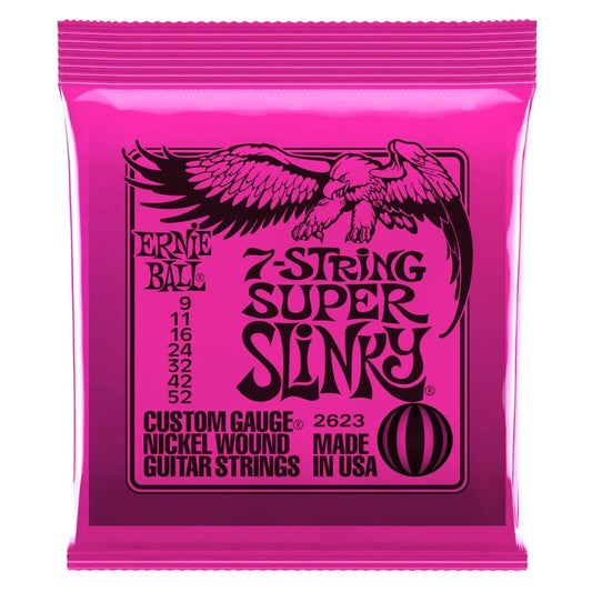 Ernie Ball Super Slinky 7-String Nickel Wound Electric Guitar Strings, 09-52