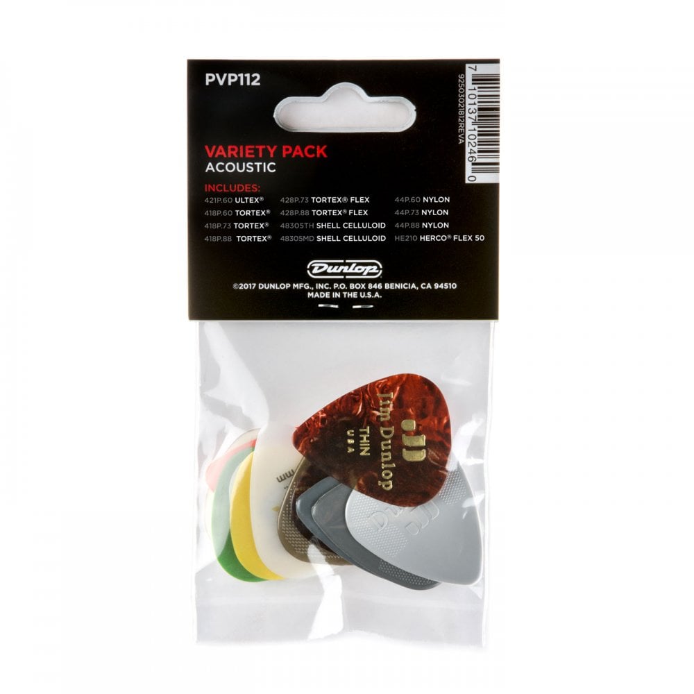Dunlop PVP112 Acoustic Guitar Pick Variety 12 Pack