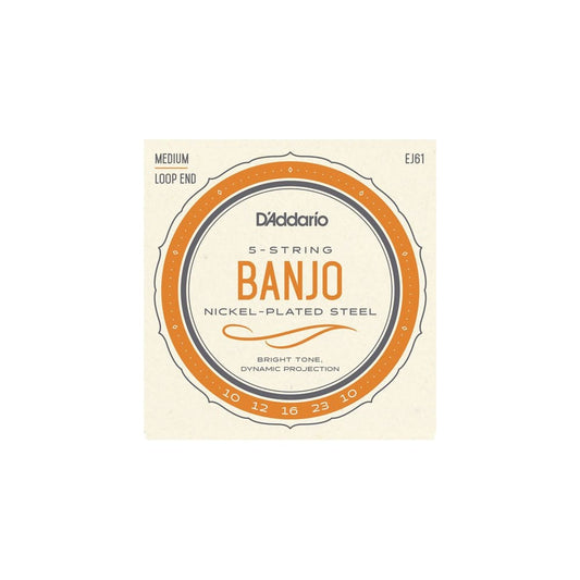 D'Addario EJ61 5-String Banjo Strings, Nickel, Medium, 10-23