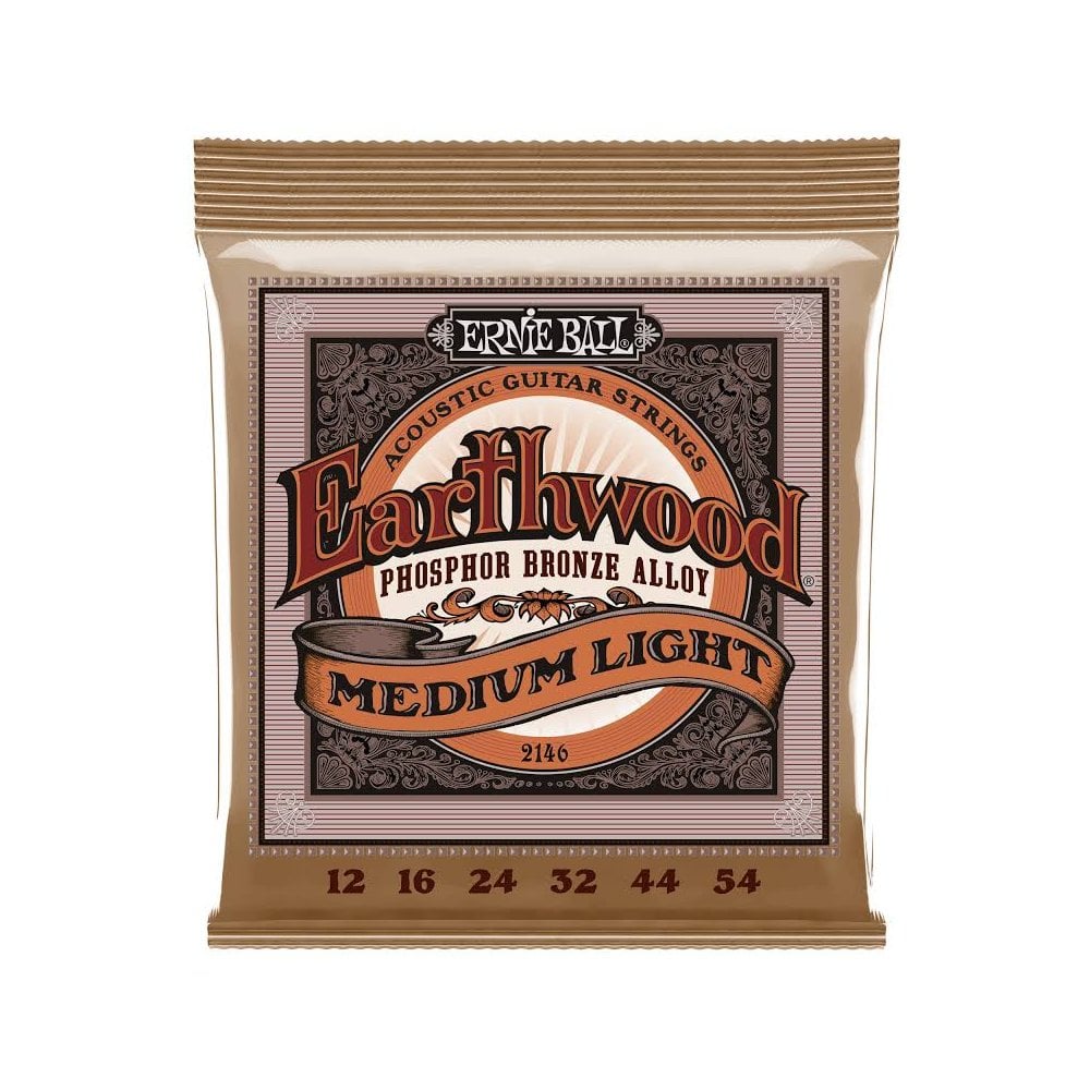Ernie Ball Earthwood Medium Light Phospher Bronze Acoustic Guitar Strings, 12-54