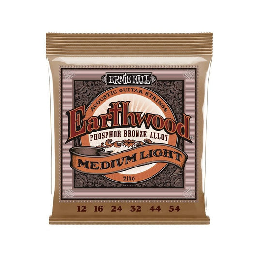 Ernie Ball Earthwood Medium Light Phospher Bronze Acoustic Guitar Strings, 12-54