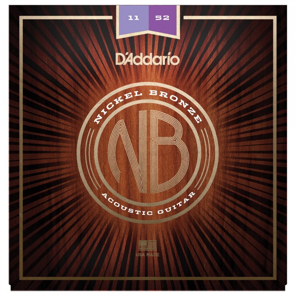D'addario NB1152 Nickel Bronze Acoustic Guitar Strings, Custom Light, 11-52