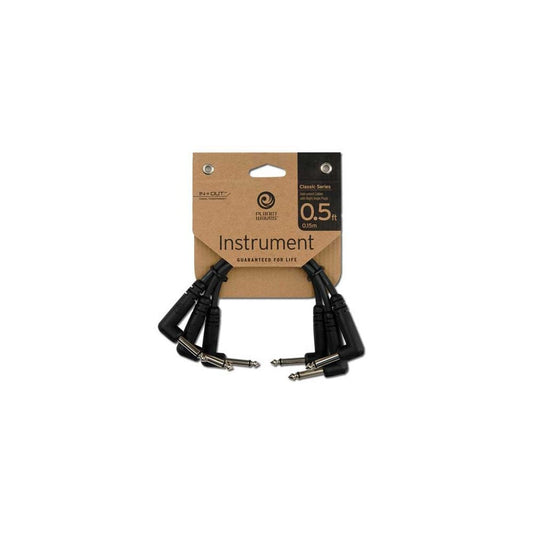 D'Addario Classic Series Patch Cable, 3-pack, Right-Angle, 6 Inches