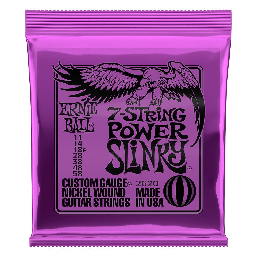 Ernie Ball Power Slinky 7-String Nickel Wound Electric Guitar Strings, 11-58