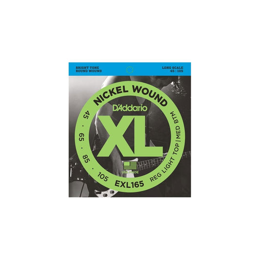 D'addario EXL165 Nickel Wound Bass Strings, Custom Light, 45-105, Long Scale