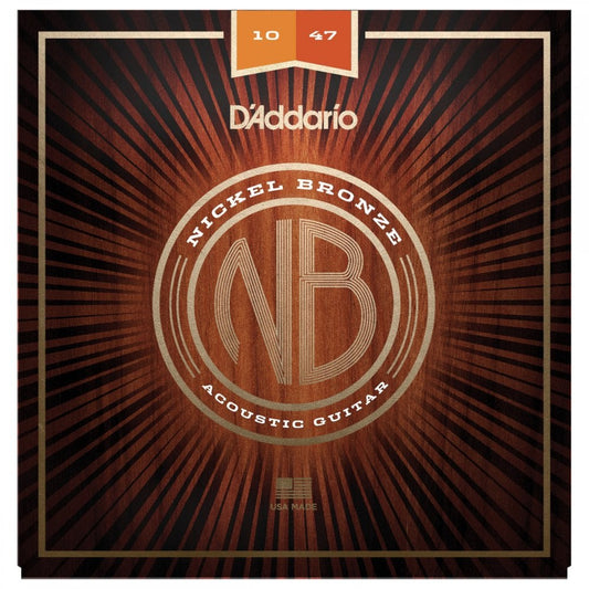 D'addario NB1047 Nickel Bronze Acoustic Guitar Strings, Extra Light, 10-47