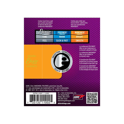 Elixir 11002 80/20 Bronze Acoustic Guitar Strings with Nanoweb Coating, 10-47