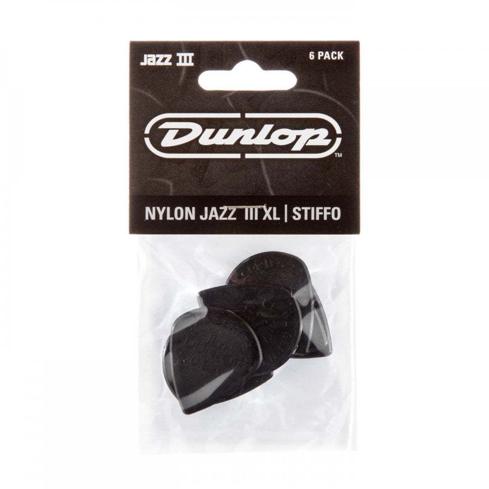Dunlop Nylon Jazz III XL Guitar Pick 6 Pack, Black