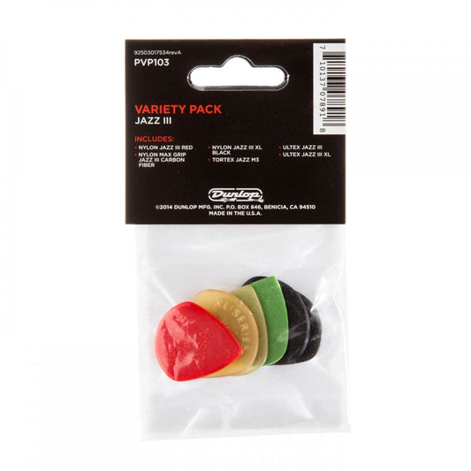 Dunlop Jazz III Pick Variety 6 Pack