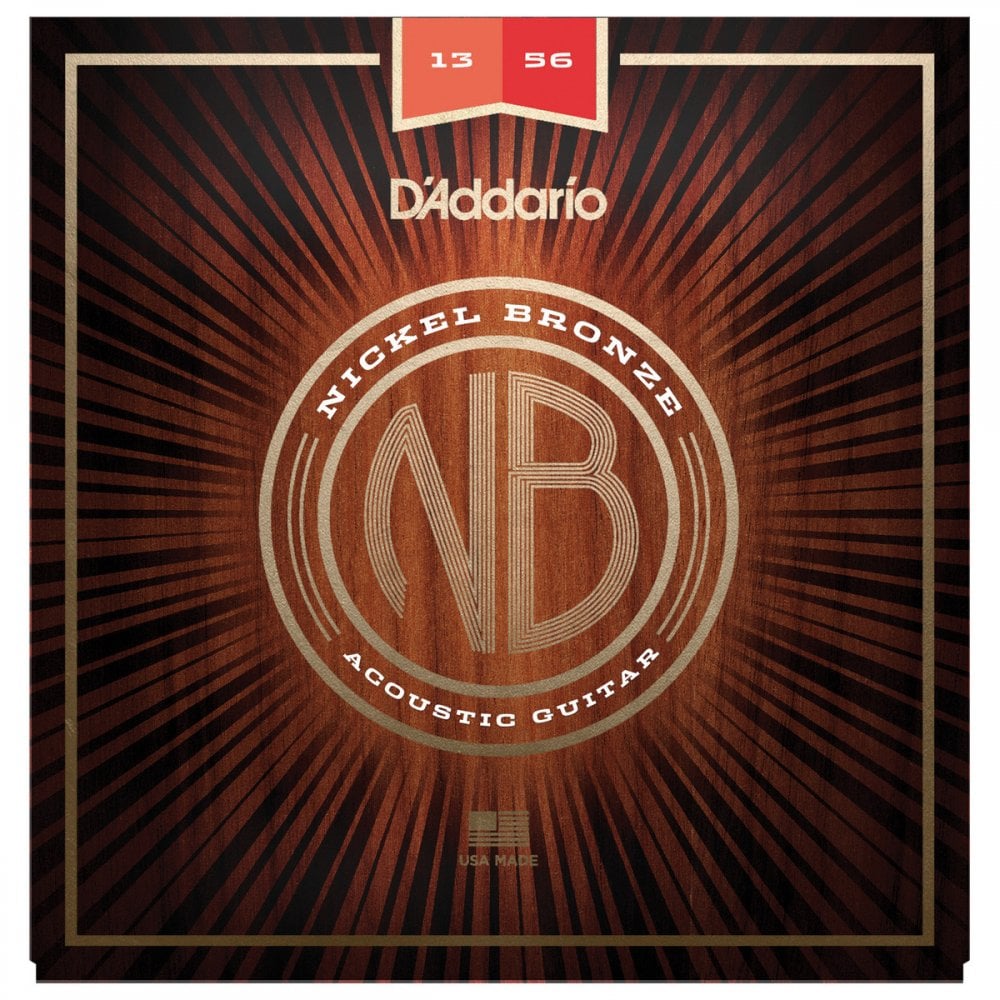 D'addario NB1356 Nickel Bronze Acoustic Guitar Strings, Medium, 13-56