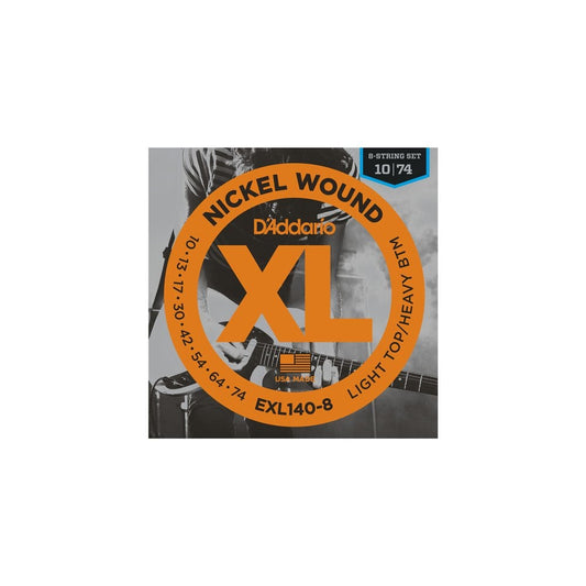 D'addario EXL140-8 Nickel Wound Electric Strings, 8-String, Light Top/Heavy Bottom, 10-74