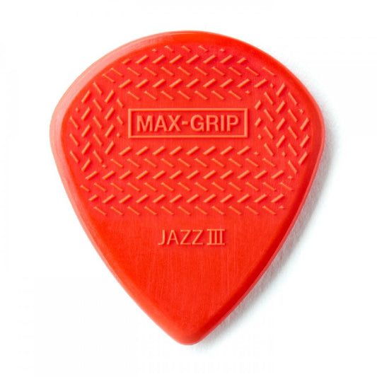 Dunlop Max-Grip Jazz III Nylon Guitar Pick 6 Pack, Red