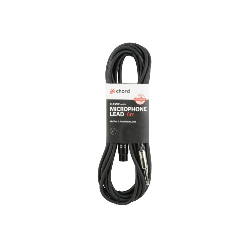 Chord Classic Microphone Leads XLR Female - 6.3mm Mono Jack Plug