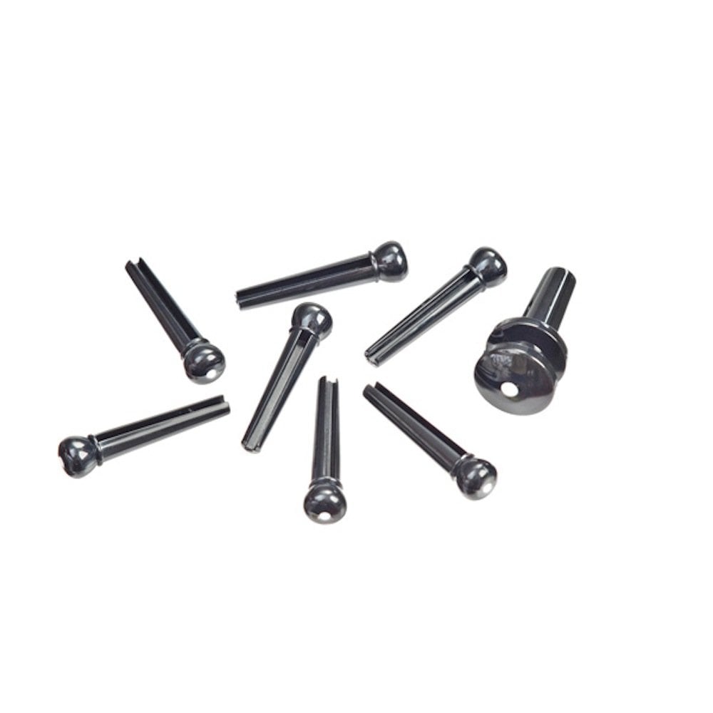 D'Addario Molded Bridge and End Pins Set Ebony with Ivory Dot