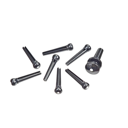 D'Addario Molded Bridge and End Pins Set Ebony with Ivory Dot