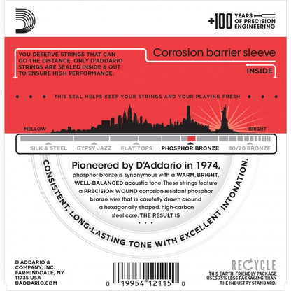 D'Addario EJ17 Phosphor Bronze Acoustic Guitar Strings, Medium, 13-56