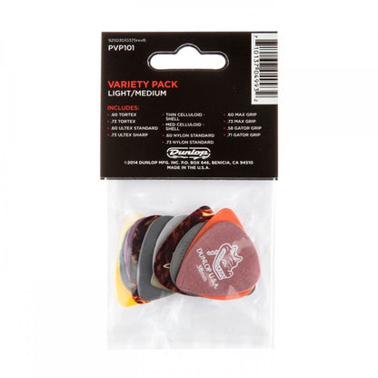 Dunlop PVP101 Guitar Pick Variety Pack Light/Medium, 12 Pack