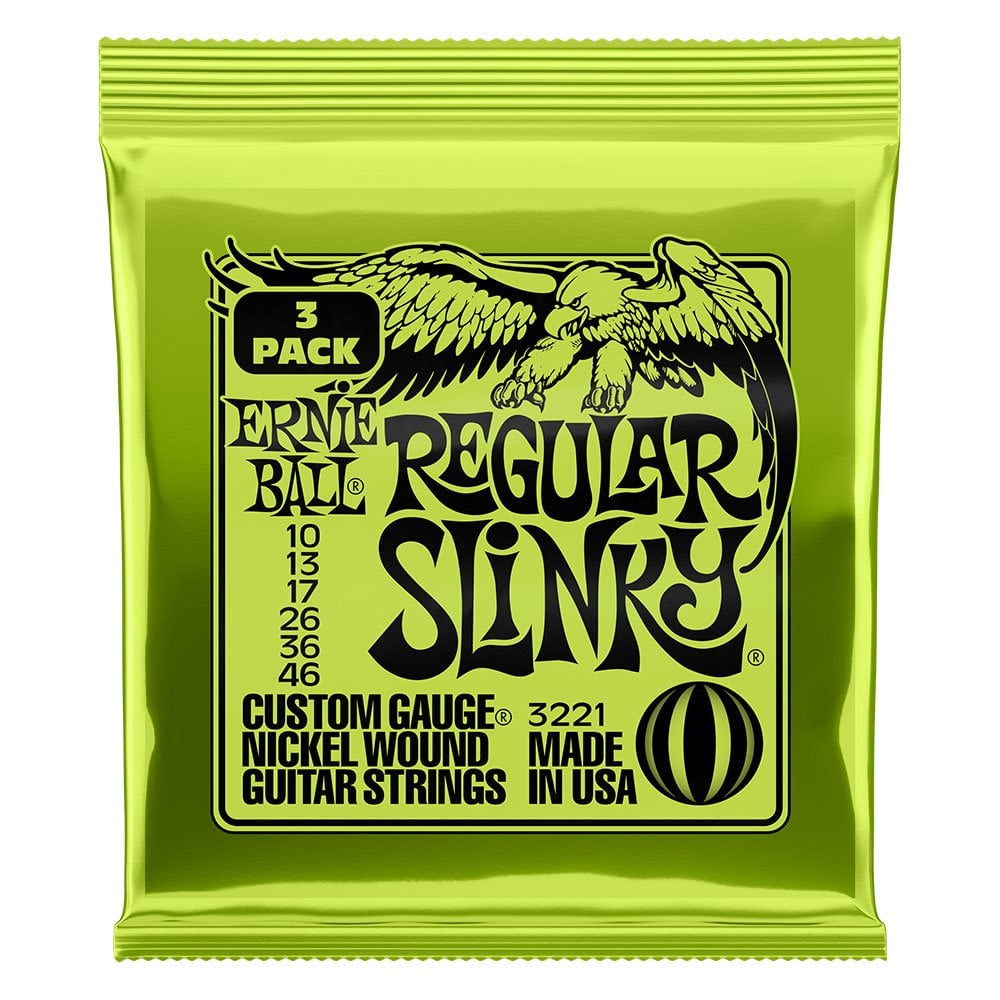 Ernie Ball Regular Slinky Electric Guitar Strings, 10-46, 3 Pack