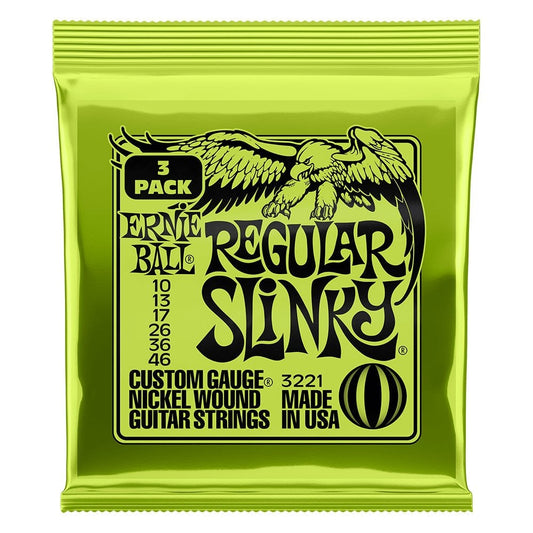 Ernie Ball Regular Slinky Electric Guitar Strings, 10-46, 3 Pack