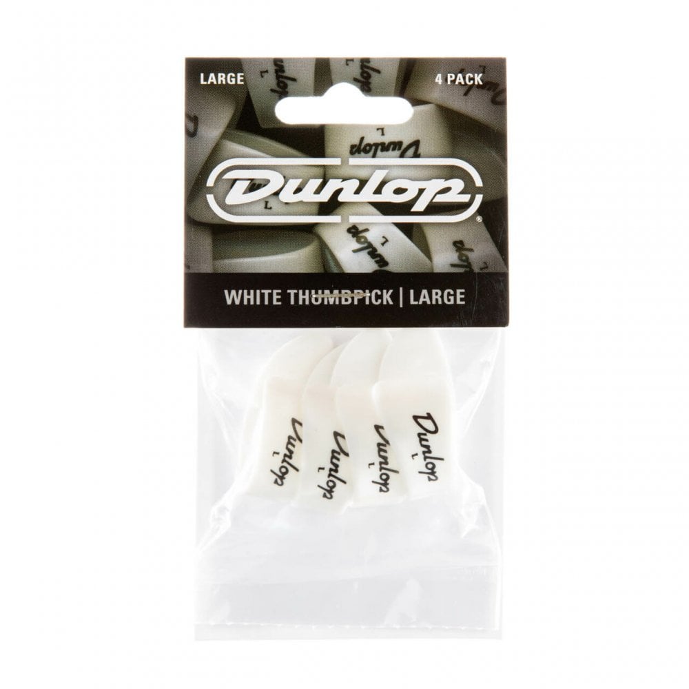 Dunlop White Large Thumbpicks, 4 Pack